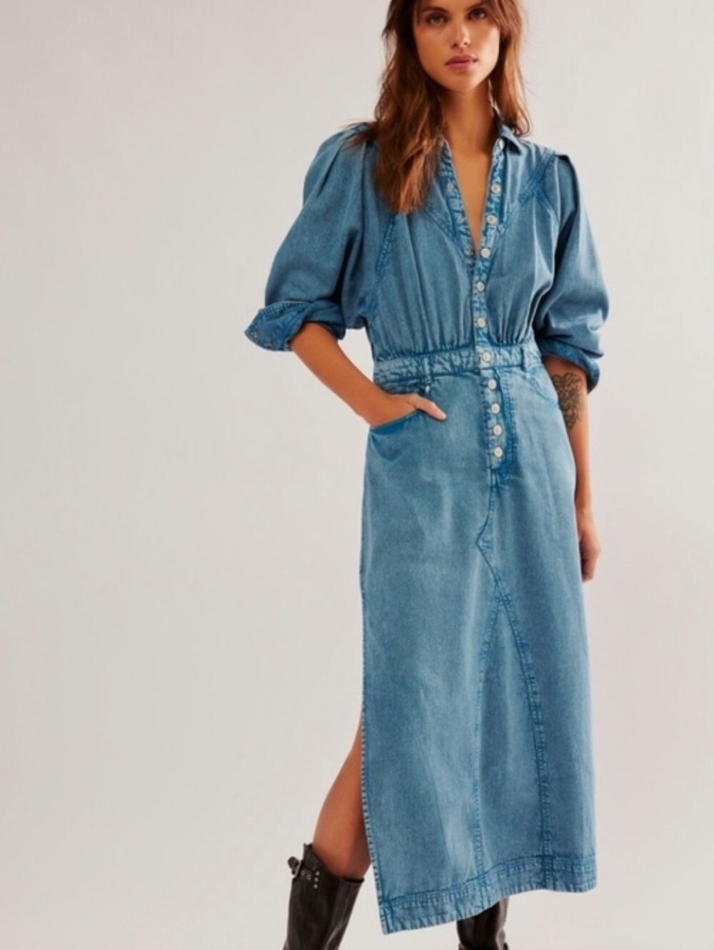 Free People Mad Love Denim Shirt Dress